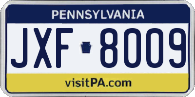 PA license plate JXF8009