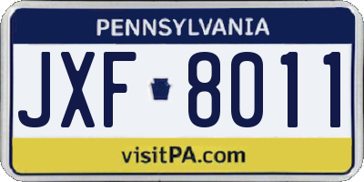 PA license plate JXF8011