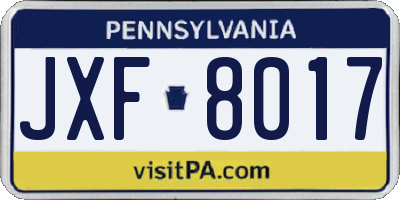 PA license plate JXF8017