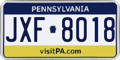 PA license plate JXF8018
