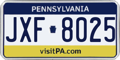 PA license plate JXF8025