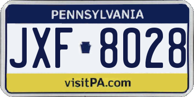 PA license plate JXF8028
