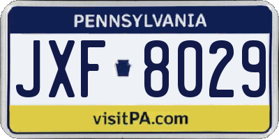 PA license plate JXF8029