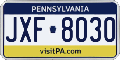 PA license plate JXF8030