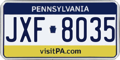 PA license plate JXF8035