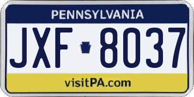 PA license plate JXF8037