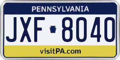 PA license plate JXF8040