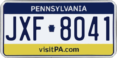 PA license plate JXF8041