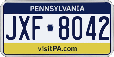 PA license plate JXF8042