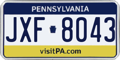 PA license plate JXF8043