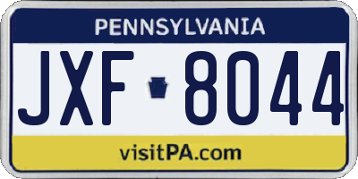 PA license plate JXF8044