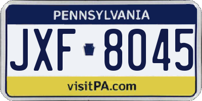 PA license plate JXF8045