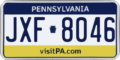 PA license plate JXF8046