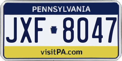 PA license plate JXF8047