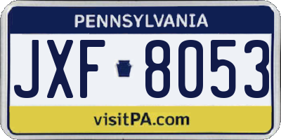 PA license plate JXF8053