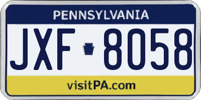 PA license plate JXF8058