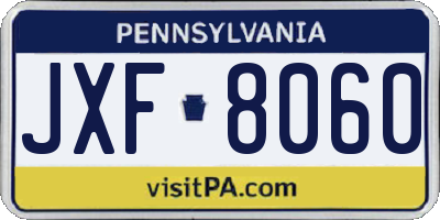PA license plate JXF8060