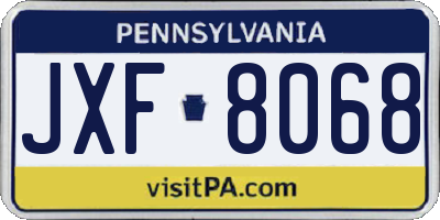 PA license plate JXF8068