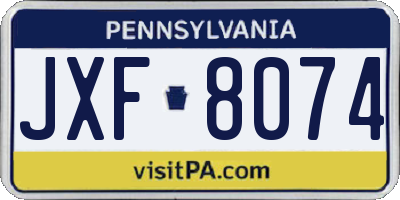 PA license plate JXF8074