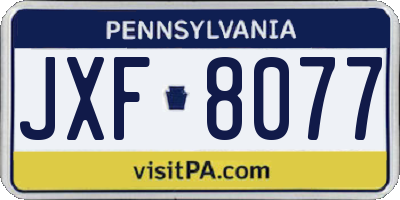 PA license plate JXF8077