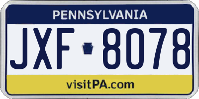 PA license plate JXF8078
