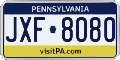 PA license plate JXF8080
