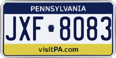 PA license plate JXF8083