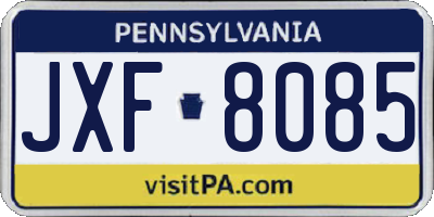 PA license plate JXF8085