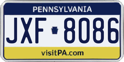 PA license plate JXF8086