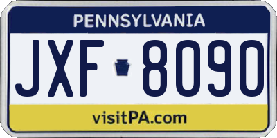 PA license plate JXF8090
