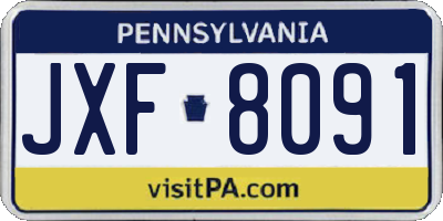 PA license plate JXF8091