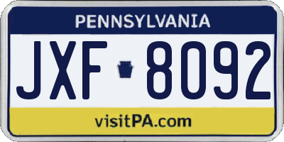PA license plate JXF8092
