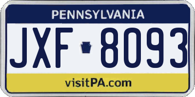 PA license plate JXF8093