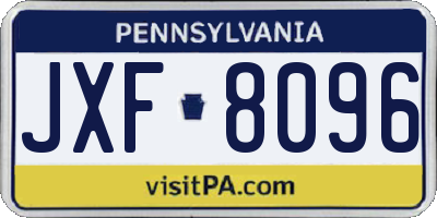 PA license plate JXF8096