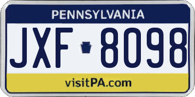 PA license plate JXF8098