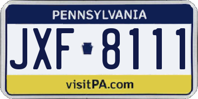 PA license plate JXF8111