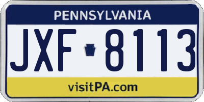 PA license plate JXF8113