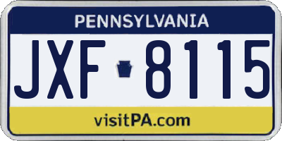 PA license plate JXF8115