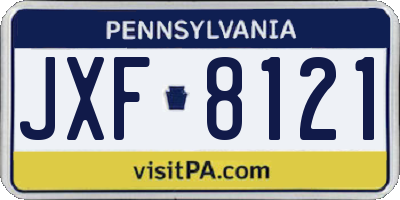 PA license plate JXF8121