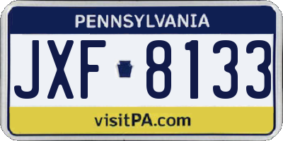 PA license plate JXF8133