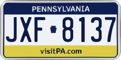 PA license plate JXF8137