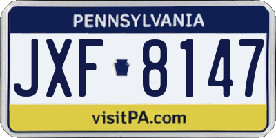 PA license plate JXF8147
