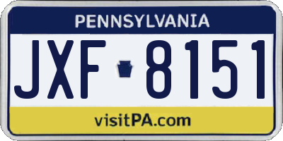 PA license plate JXF8151