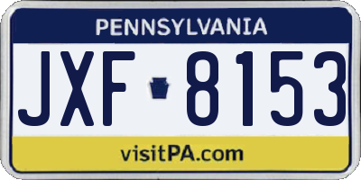 PA license plate JXF8153