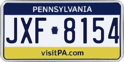 PA license plate JXF8154
