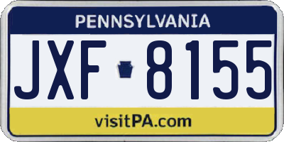 PA license plate JXF8155