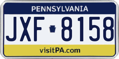 PA license plate JXF8158