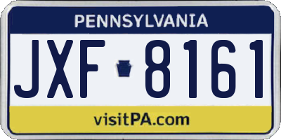 PA license plate JXF8161