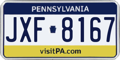 PA license plate JXF8167
