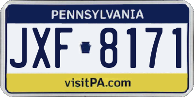 PA license plate JXF8171